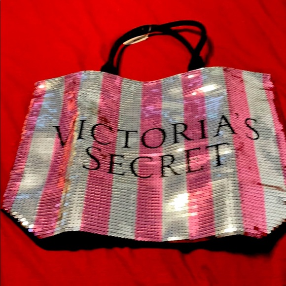 Victoria Secret Sequin and Denim Duffel Bag - Picture 1 of 4